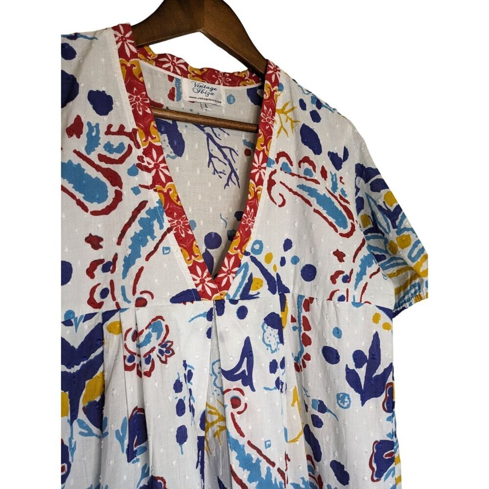 💥BOGO💥 Ibiza Pleated Dress Large Multicolor Knee Length Cotton - Picture 2 of 10